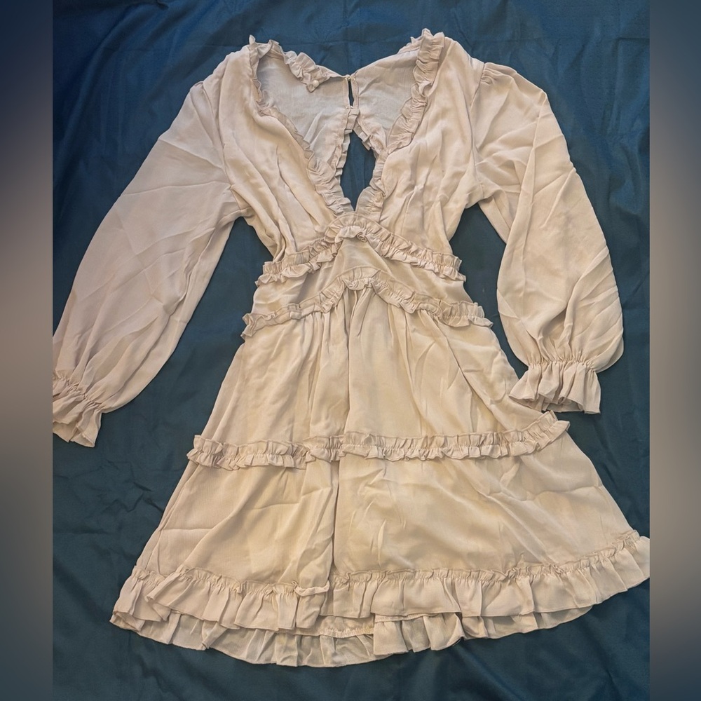 Elegant Cream Ruffle Dress